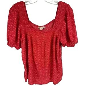 Alexander Jordan Women's Pinkish Red Puff Sleeve Blouse Size M Casual Top